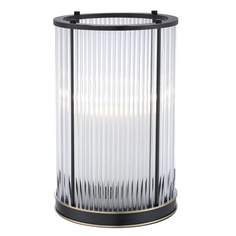 Mayson Bronze Highlight Medium Art Deco Glass Hurricane