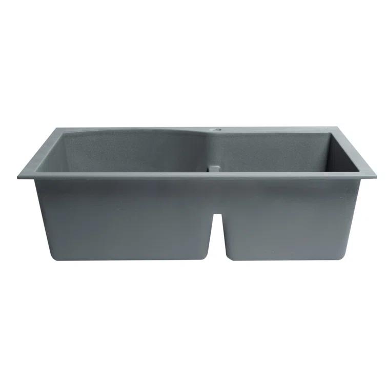 33'' L Drop-In Double Bowl Granite Kitchen Sink