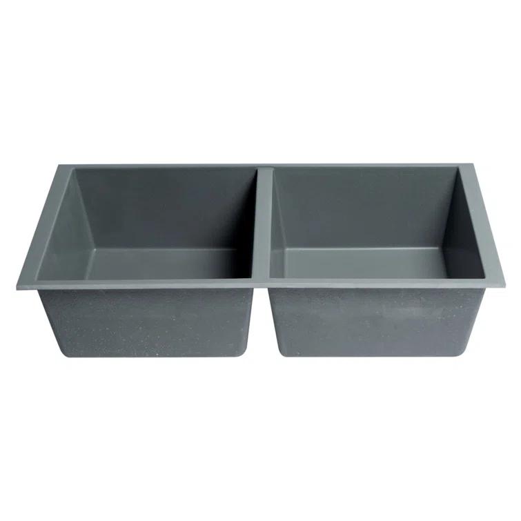 Alfi Brand AB3420UM-T 33.88'' L Undermount Double Bowl Granite Kitchen Sink