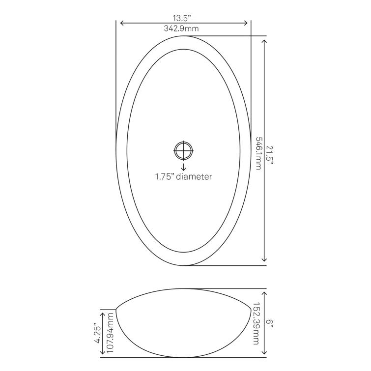 Novatto 15'' Black/Copper Glass Oval Bathroom Sink