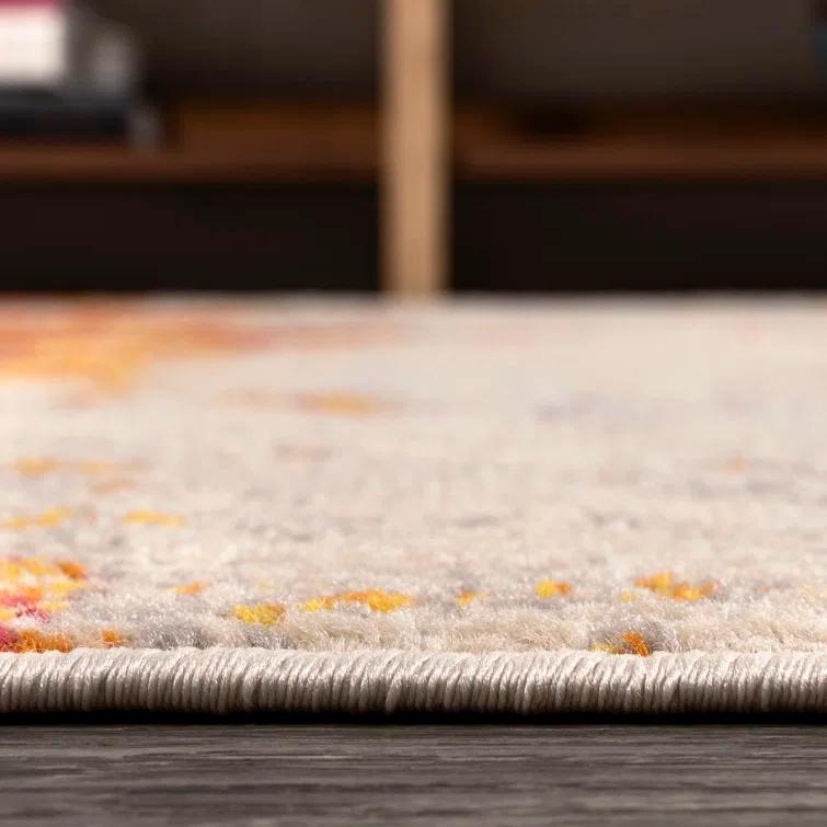 Abstract Orange/Blue/Cream Area Rug