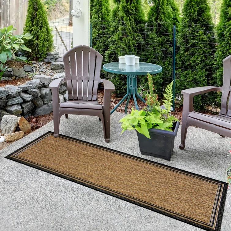 Gertmenian Paseo Soroa Chestnut Brown/Black Classic Border Indoor/Outdoor Flatweave Area Rug
