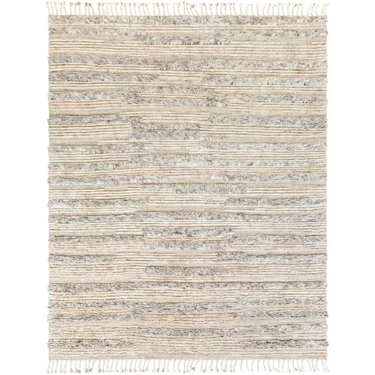 Gray Hand-Knotted Wool Rectangular 4' x 6' Area Rug