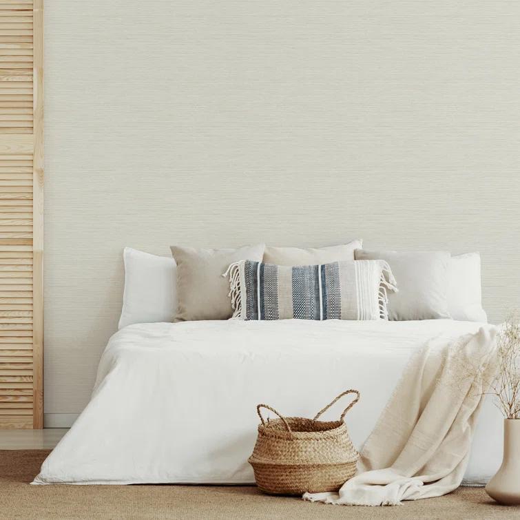 Chesapeake Agave Light Grey Faux Grasscloth Wallpaper