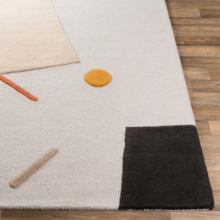 Emma Black Wool Hand-Tufted Rectangular Area Rug 2' x 3'