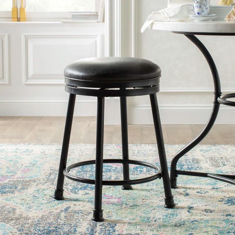 Kelly Clarkson Home Giselle Swivel Upholstered Counter Stool with Metal Frame