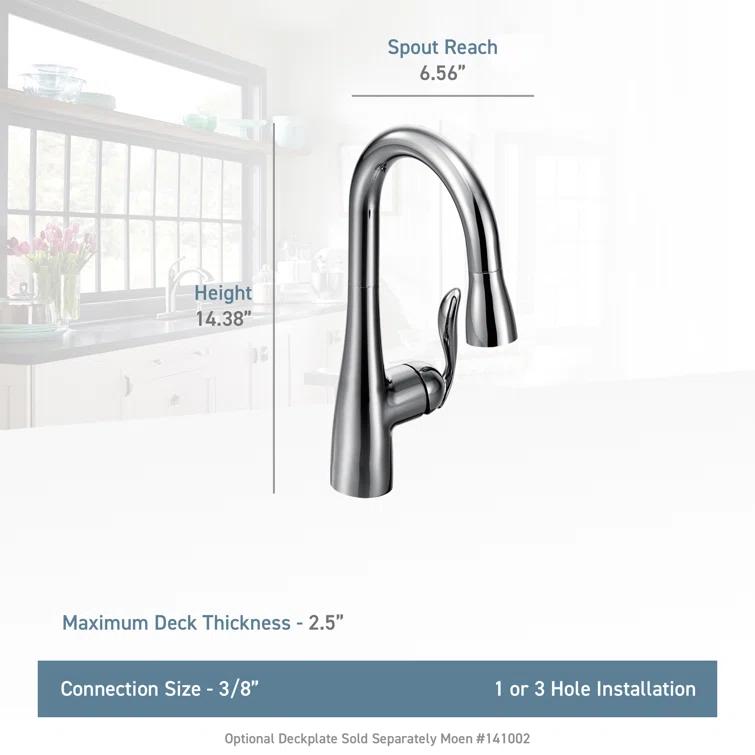 Moen Arbor One Handle Pulldown Kitchen Faucet Featuring Power Boost and Reflex
