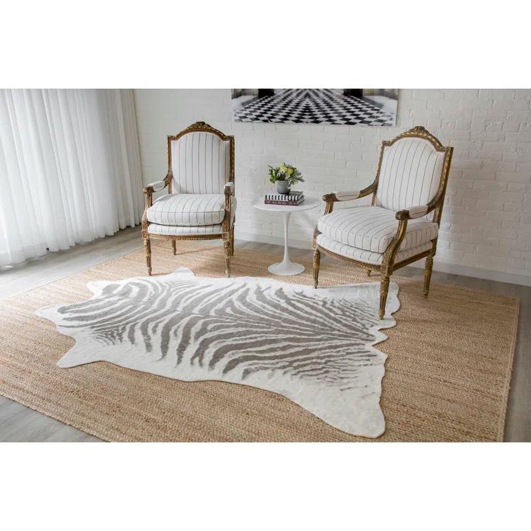 5'3"X7'10" Zebra Loomed Novelty Area Rug Gray - Erin Gates By Momeni: Luxury Animal Print, Indoor Low Pile Rug