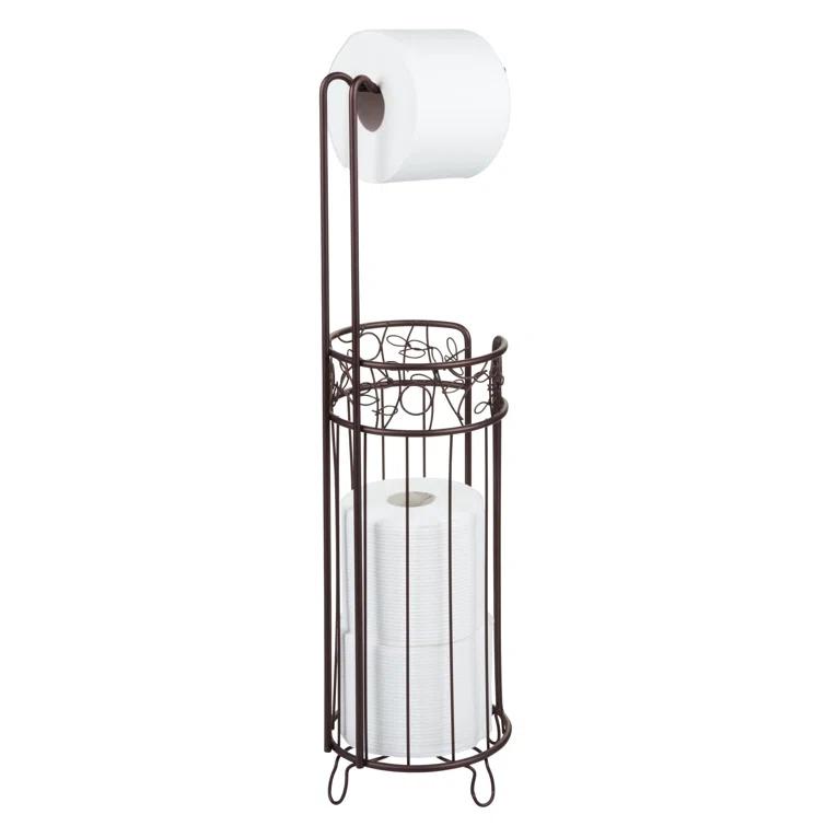 iDesign Twigz Steel Free-Standing Toilet Paper Storage Dispenser - 7" x 7" x 25", Bronze