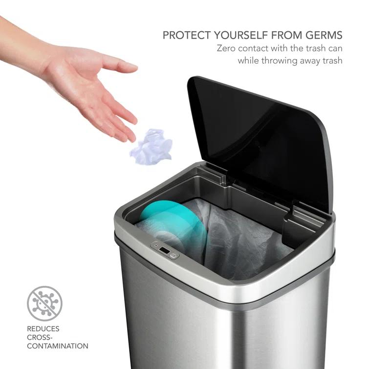 Nine Stars 13.2 Gallon Stainless Steel Motion Sensor Trash Can