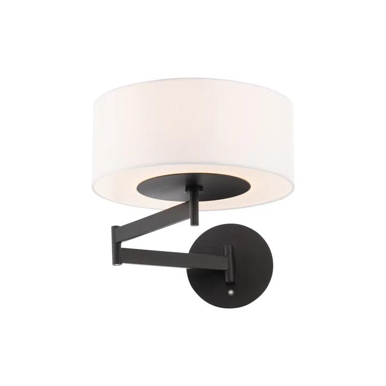 Black LED Swing Arm Wall Sconce with White Shade