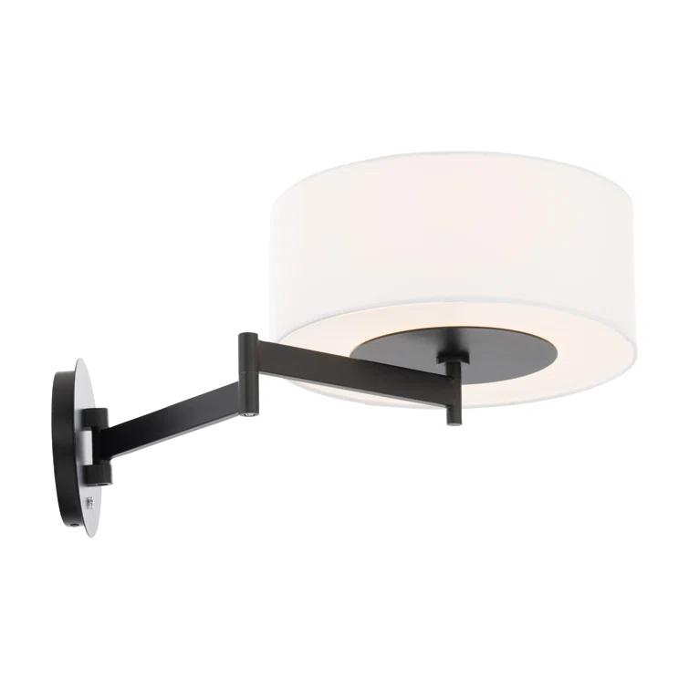 Black LED Swing Arm Wall Sconce with White Shade