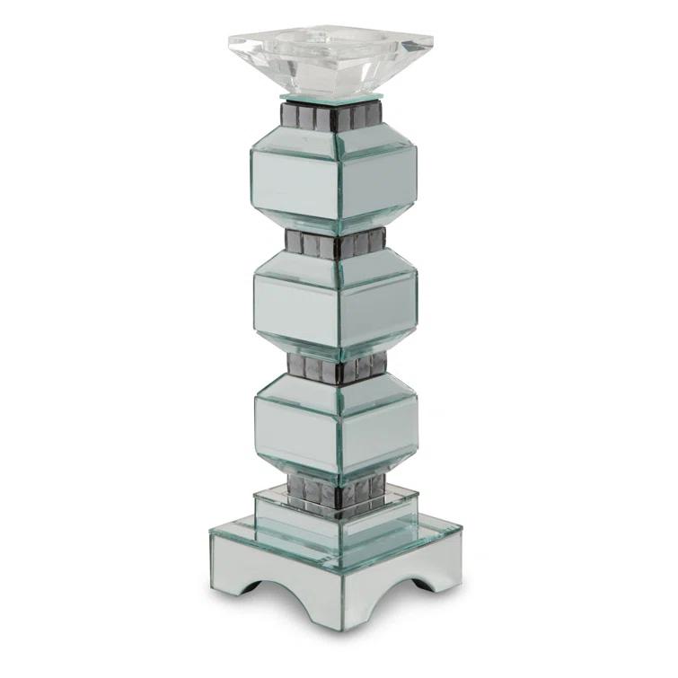 Michael Amini Montreal 15.5'' H Glass Tabletop Candlestick (Set of 2)