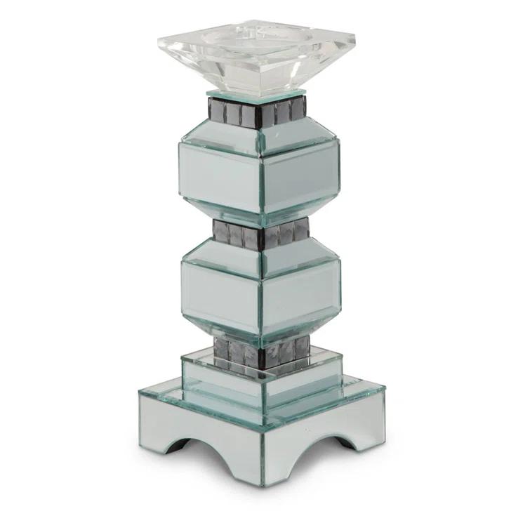 Michael Amini Montreal 12'' H Glass Tabletop Candlestick (Set of 2)