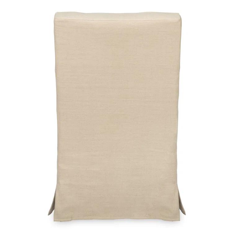 Transitional Beige Skirted Arm Chair with Matching Kidney Pillow