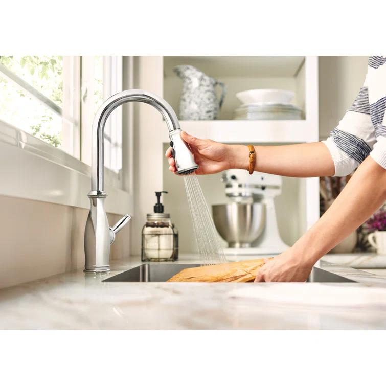 Brantford Pull Out Single Handle Kitchen Faucet with PowerBoost and Reflex
