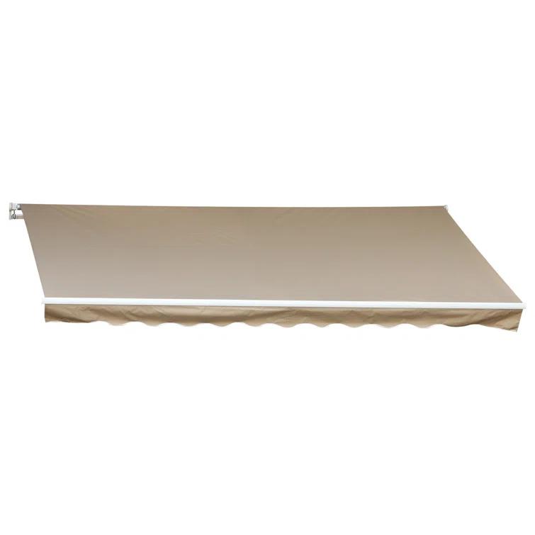Outsunny 2'' Polyester Beige Cover Retractable Patio Awning