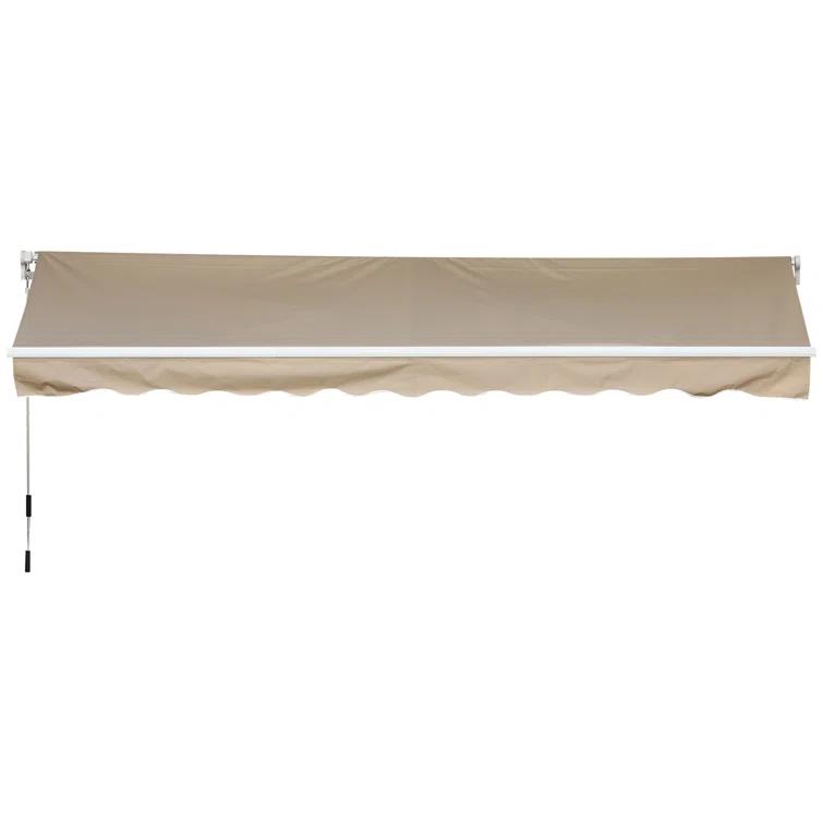 Outsunny 2'' Polyester Beige Cover Retractable Patio Awning