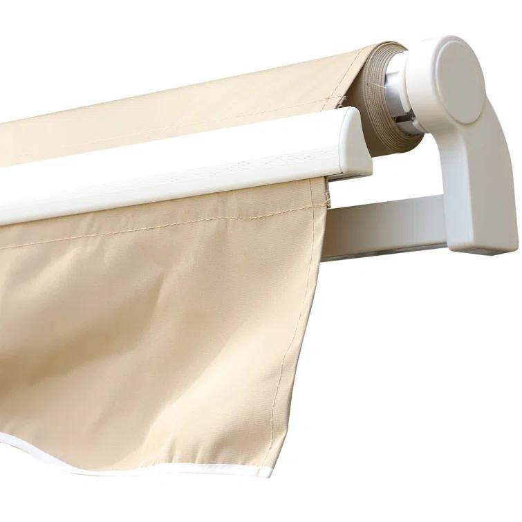 Outsunny 2'' Polyester Beige Cover Retractable Patio Awning