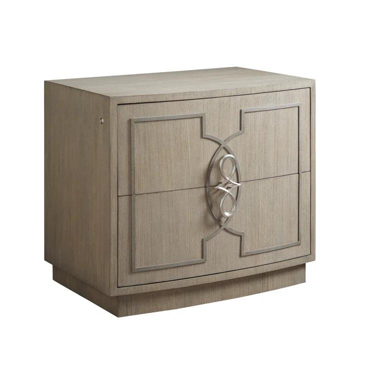Beige Quartered Ash Veneer Transitional Lockable File Cabinet