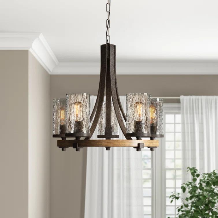 Steffens Iron & Textured Glass Chandelier (24"-48")