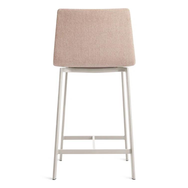 Gunmetal Textured Leather Counter Stool with Black Metal Frame