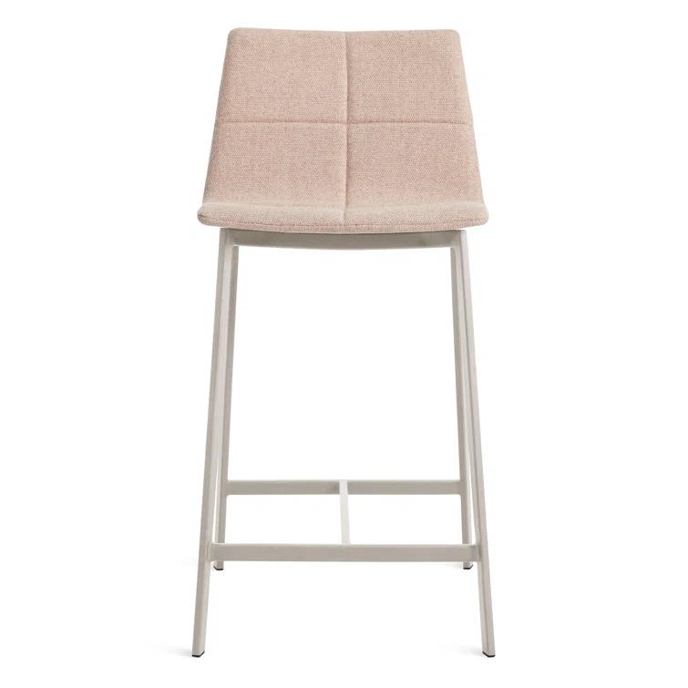 Gunmetal Textured Leather Counter Stool with Black Metal Frame