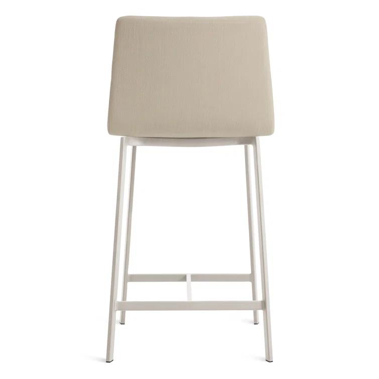 Gunmetal Textured Leather Counter Stool with Black Metal Frame