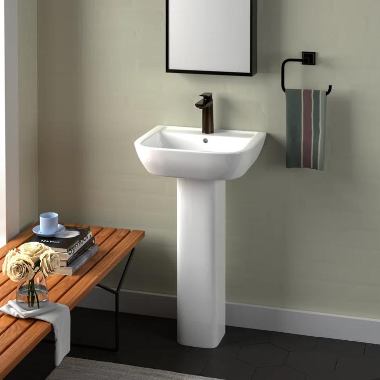 Barclay 14.62'' White Vitreous China U-Shaped Bathroom Sink with Overflow