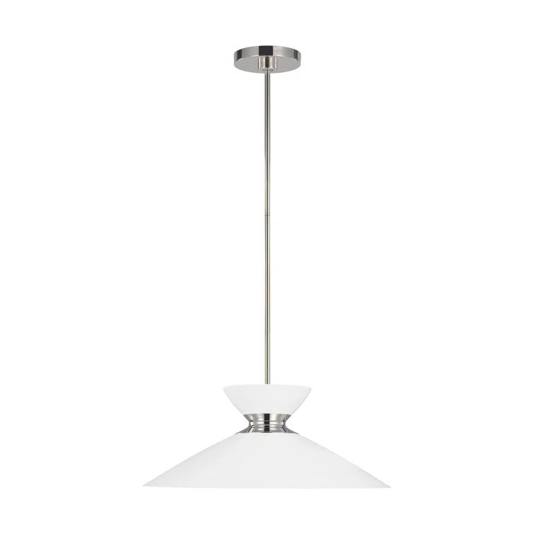 Heath Polished Nickel Indoor/Outdoor Pendant with Matte White Steel Shade