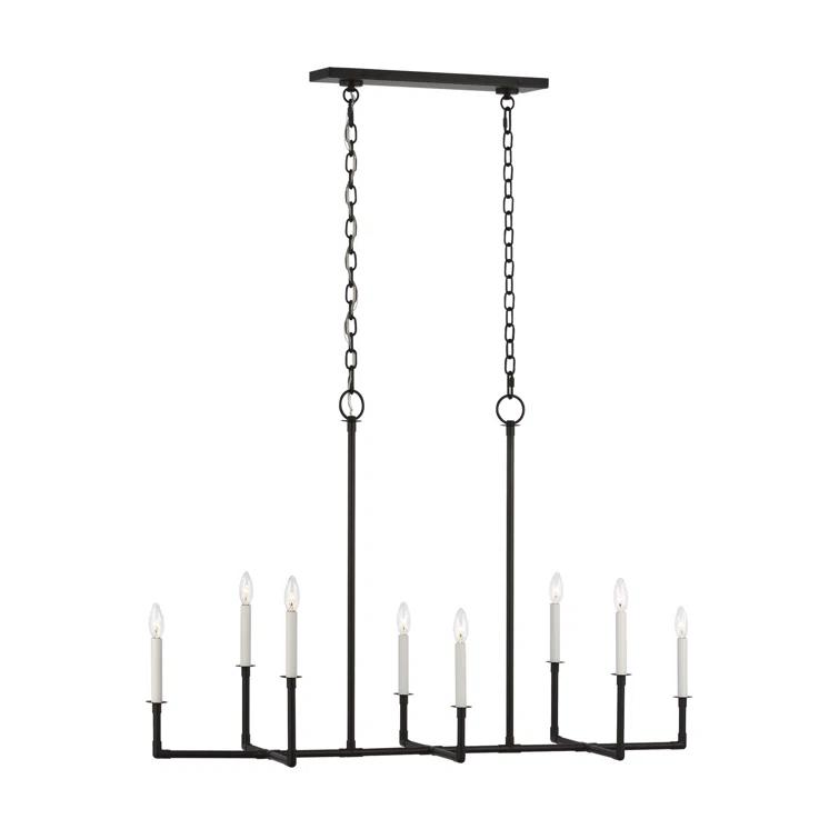 Bayview Aged Iron 8-Light Modern Linear Candle Chandelier