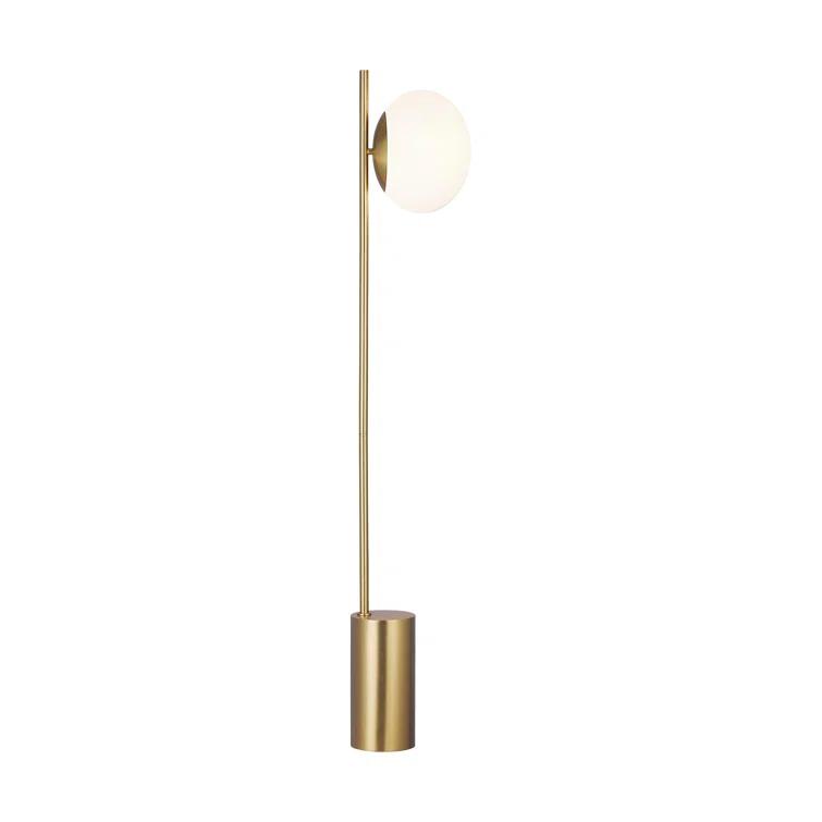 Burnished Brass Floor Lamp with Milk White Glass Shade