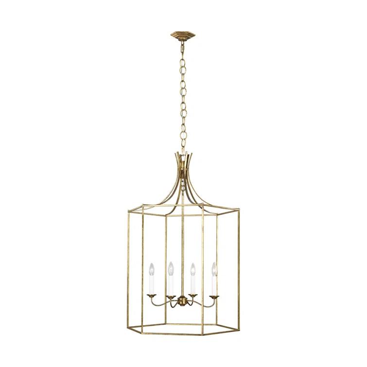 Antique Gild Bronze Drum Lantern Chandelier 27"x17"