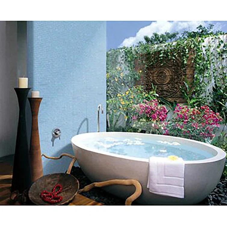 Abolos Landscape 1 in. x 2 in. Translucent Glass Plastic Face Mounted Brick Mosaic Designer Pool Tile