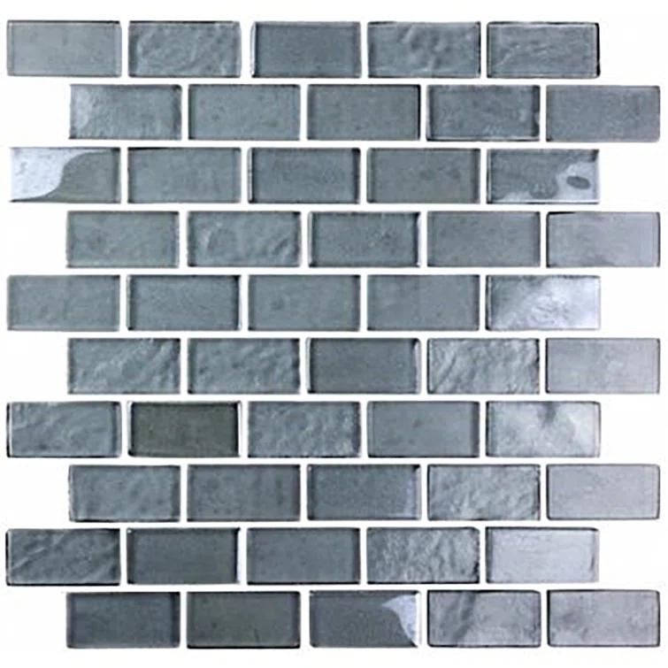 Landscape 1 in. x 2 in. Translucent Glass Plastic Face Mounted Brick Mosaic Designer Pool Tile