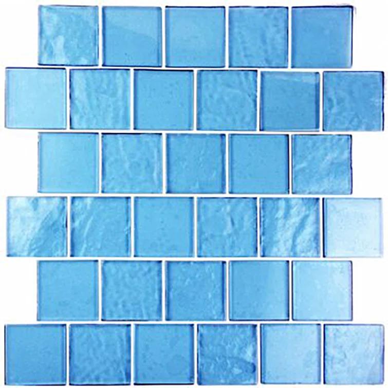Landscape 2 in. x 2 in. Translucent Glass Plastic Face Mounted Brick Mosaic Designer Pool Tile