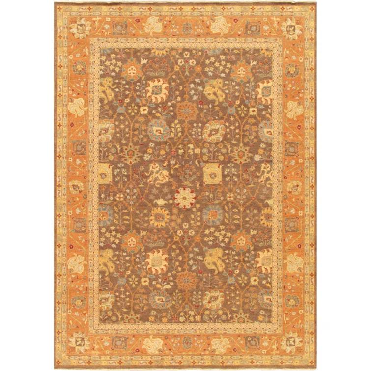 Hand-Knotted Wool Orange/Brown Rug