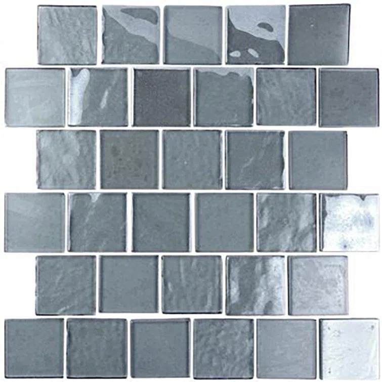Landscape 2 in. x 2 in. Translucent Glass Plastic Face Mounted Brick Mosaic Designer Pool Tile