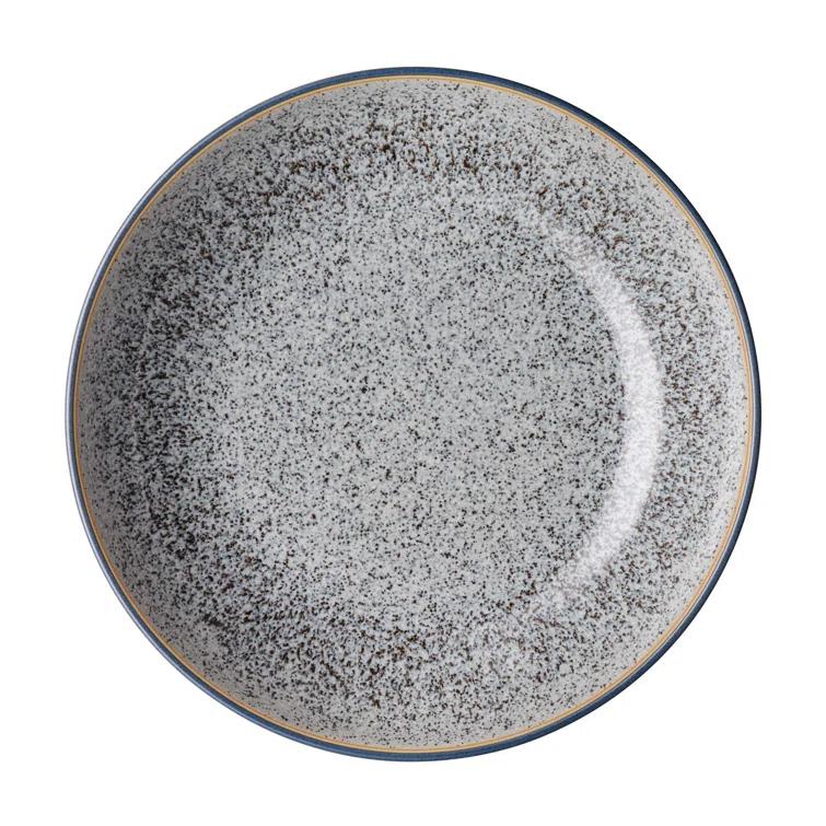 Gray Ceramic Stoneware Round Pasta Bowl with 20.6 Ounce Capacity