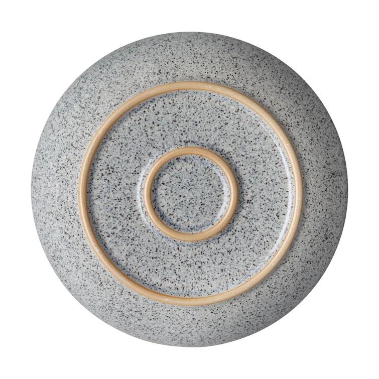 Gray Ceramic Stoneware Round Pasta Bowl with 20.6 Ounce Capacity