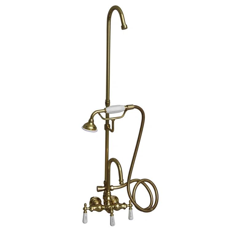 3 Handle Bathroom Clawfoot Tub Faucet with Diverter