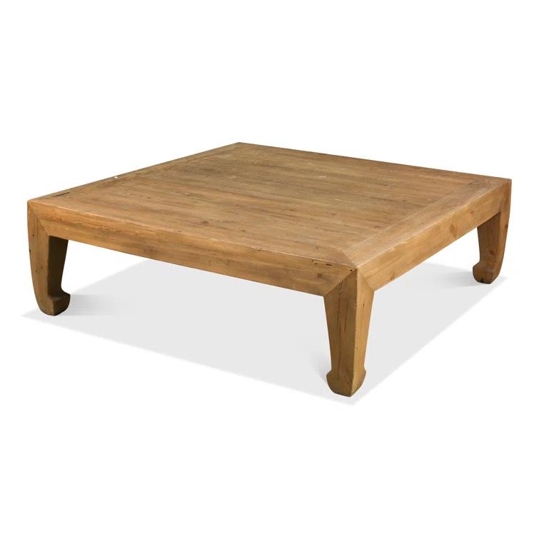 Transitional Chinese-Inspired Square Coffee Table in Reclaimed Pine