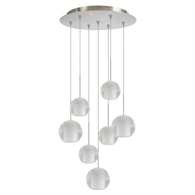 Gracie 7 - Light Satin Nickel Cluster Pendant