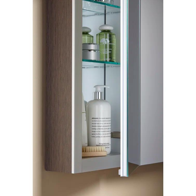 KOHLER Verdera® Aluminum Triple-Door Medicine Cabinet, Frameless with Adjustable Shelves