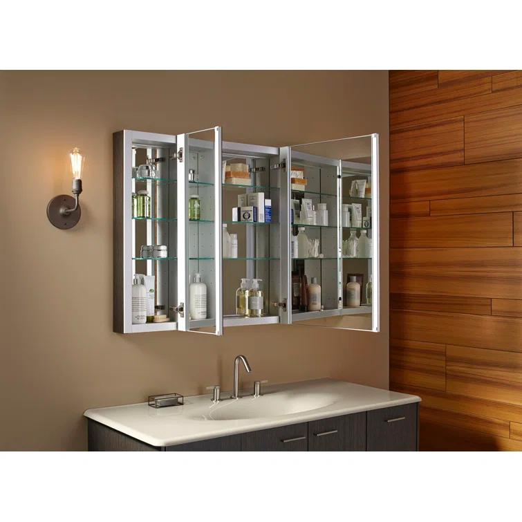 KOHLER Verdera® Aluminum Triple-Door Medicine Cabinet, Frameless with Adjustable Shelves
