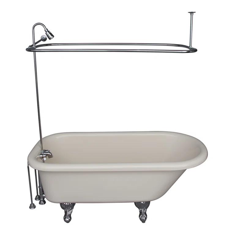 60'' x 30'' Freestanding Soaking Acrylic Bathtub with Faucet