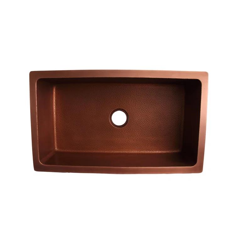 Rocio 36'' L Undermount Single Bowl Copper Kitchen Sink