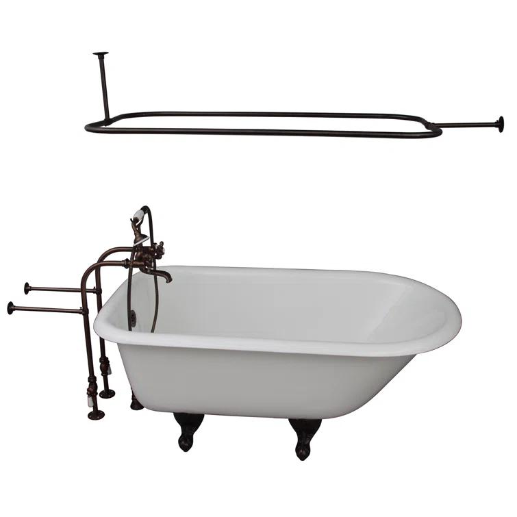 Antonio 55.5'' x 30.125'' Freestanding Soaking Cast Iron Bathtub with Faucet