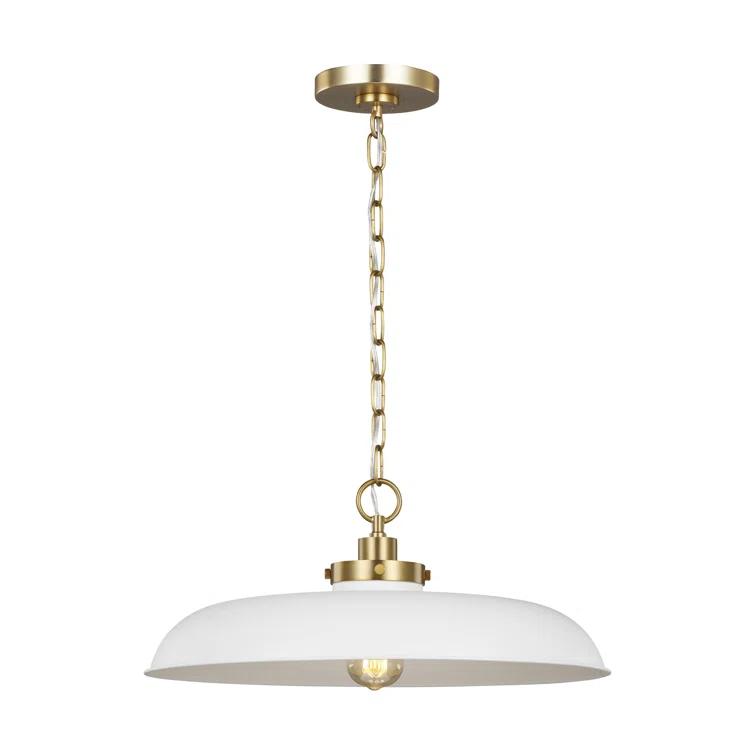 Nuvo Lighting Colony 1 Light Small Pendant Matte White with Burnished Brass