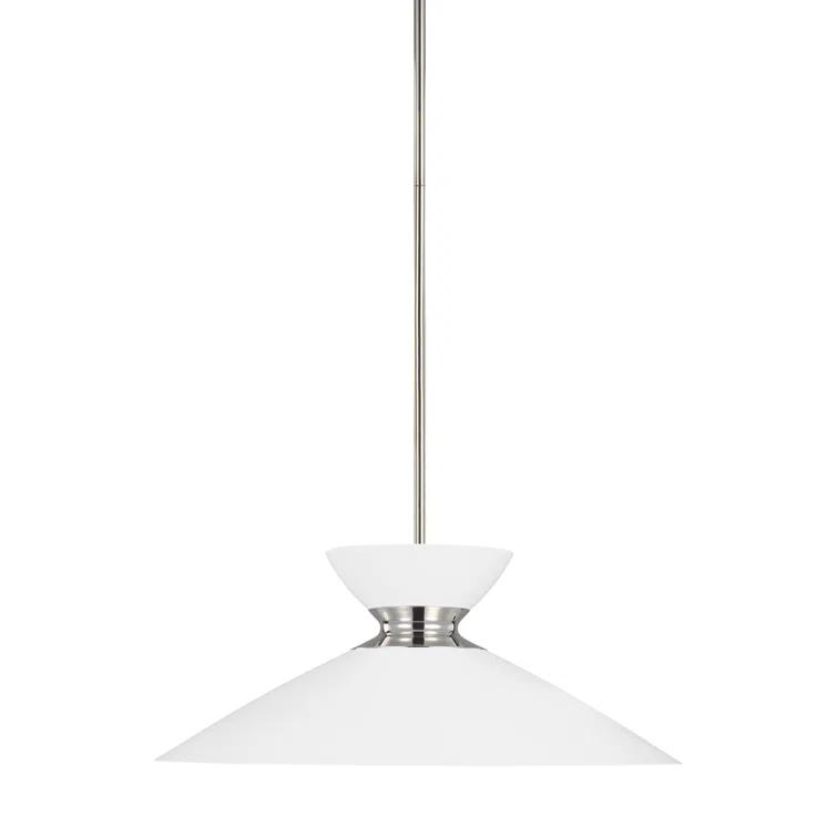 Heath Polished Nickel Indoor/Outdoor Pendant with Matte White Steel Shade